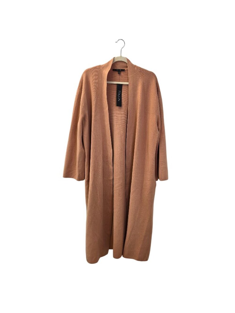 NWT Toccin Jade Knit Longline Open Cardigan Topper in Camel Size M/L *REPAIRED*